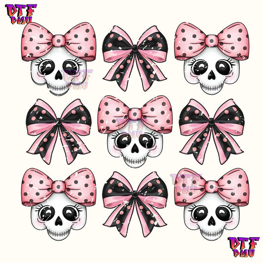 COQUETTE SKULL & BOWS (DTF Ready to Apply Transfer Print)