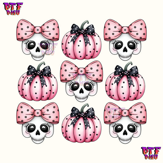 COQUETTE SKULL & PUMPKIN BOWS (DTF Ready to Apply Transfer Print)