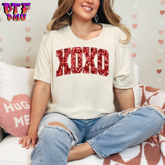 Faux Sequin XOXO Valentine's Day DTF Transfer Print