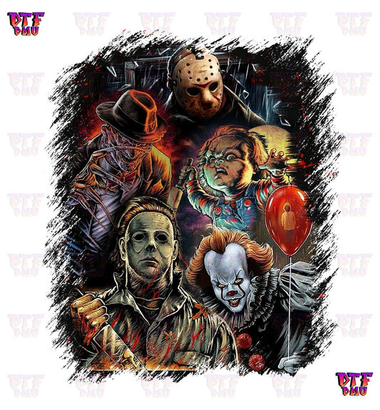 Horror Movie Villains Collage (DTF Ready to Apply Transfer Print)