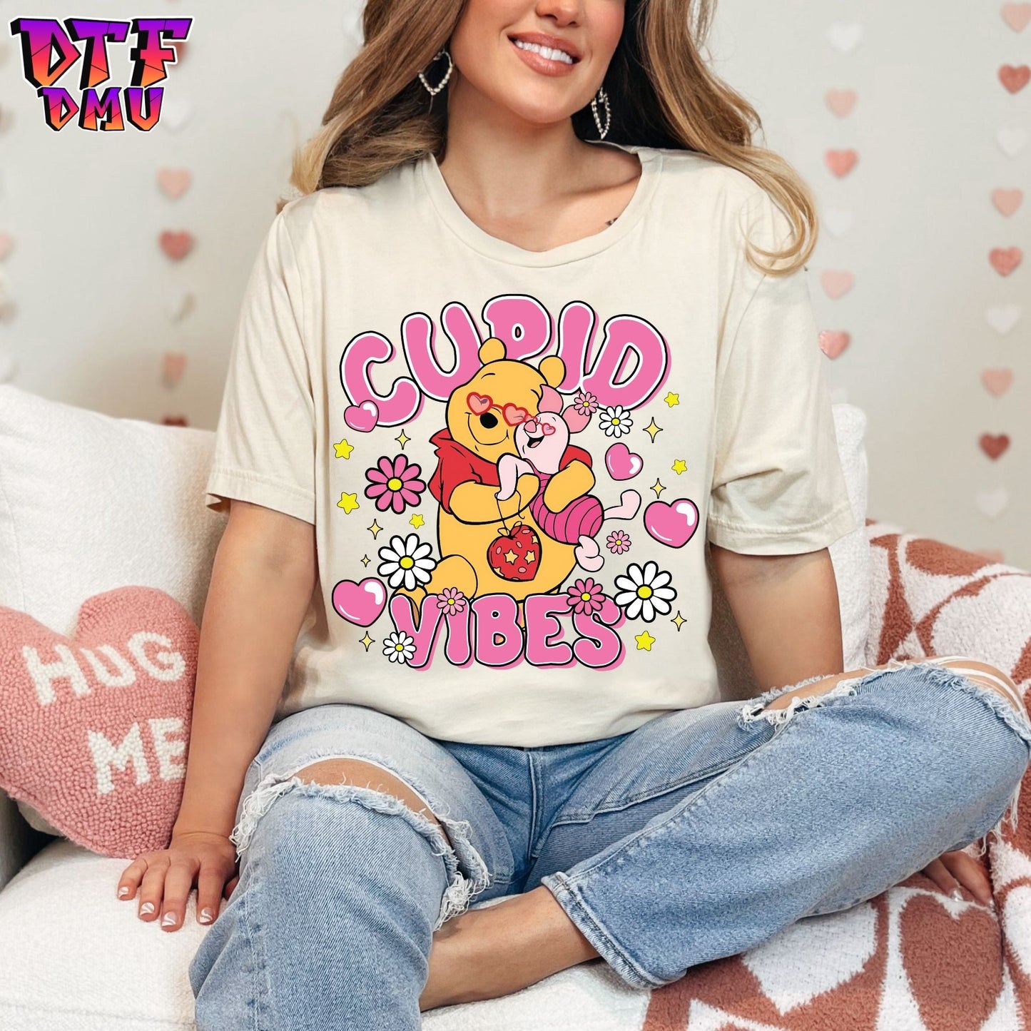 Cupid Vibes Winnie The Pooh Valentine's Day DTF Transfer