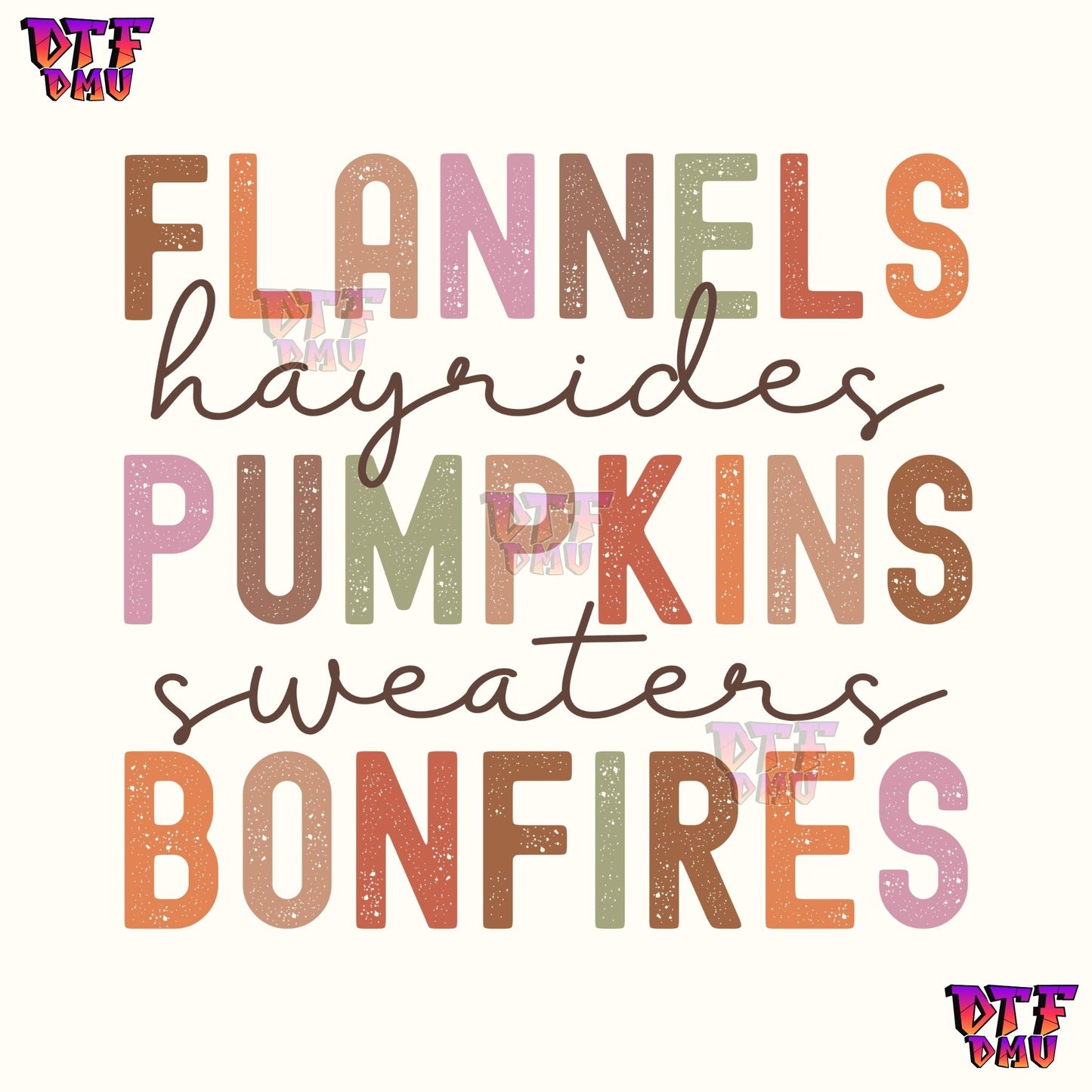 Flannels Pumpkins Bonfires (DTF Ready to Apply Transfer Print)