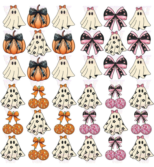 PREMADE HALLOWEEN COQUETTE GHOSTS & BOWS  (DTF GANG SHEET)