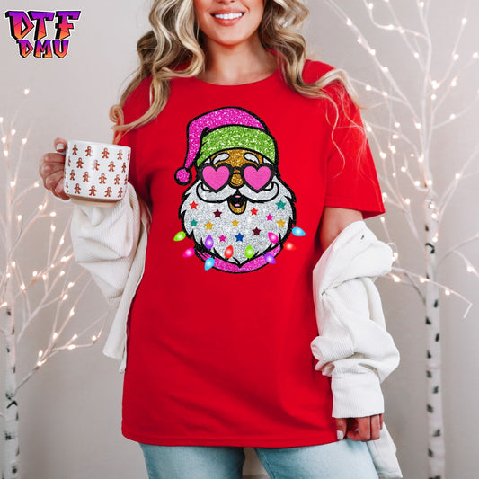 Faux Glitter Santa Christmas DTF Transfer Prints