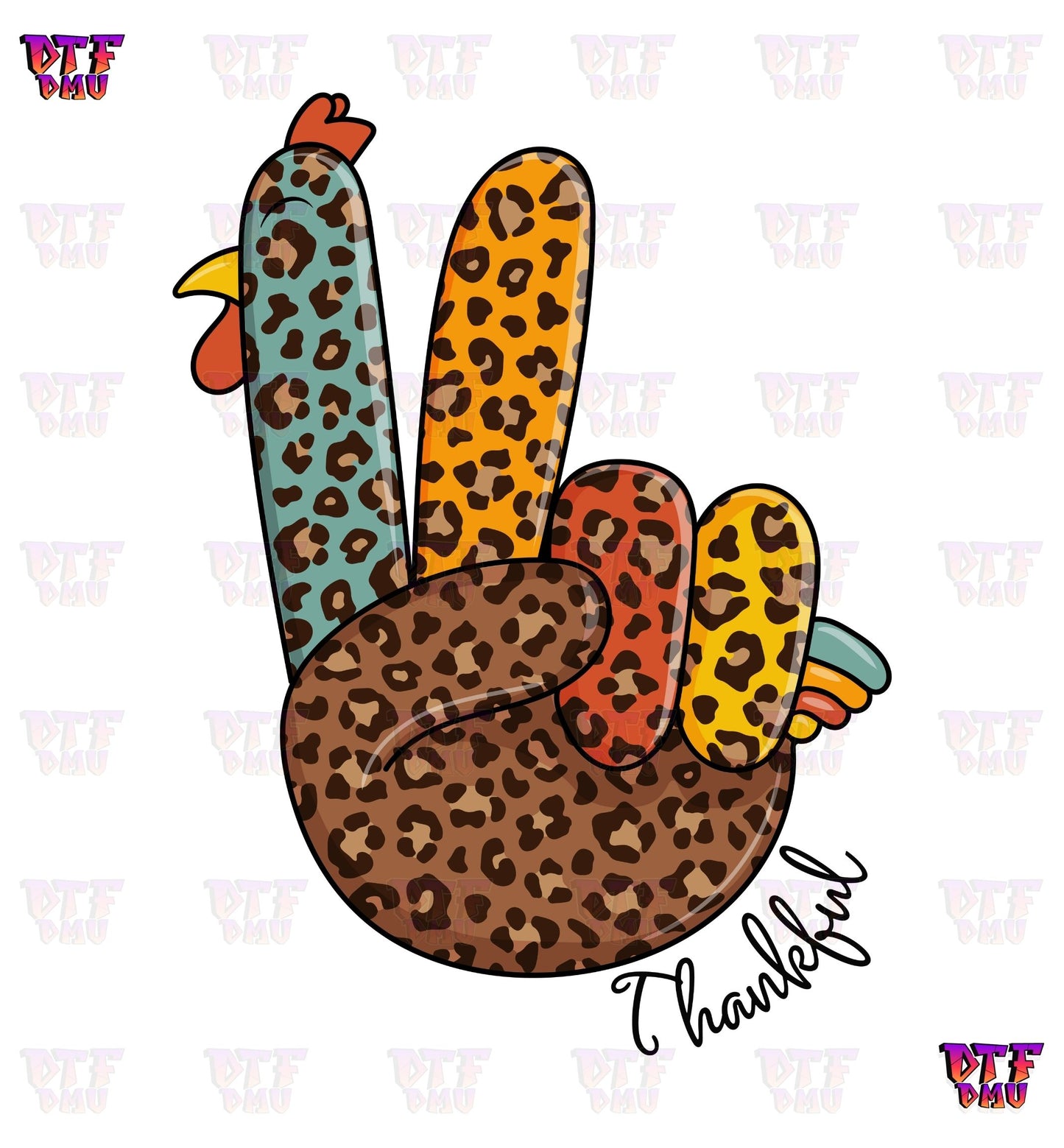 Thankful Peace Sign Turkey (DTF Ready to Apply Transfer Print)