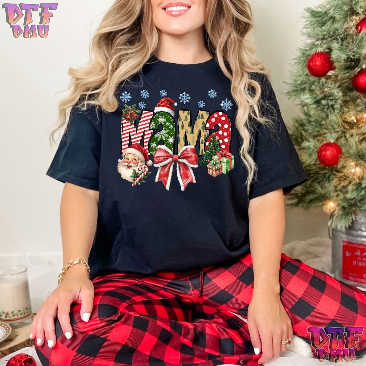 MAMA & NANA Christmas Holiday T-SHIRT DTF Transfer Print Only