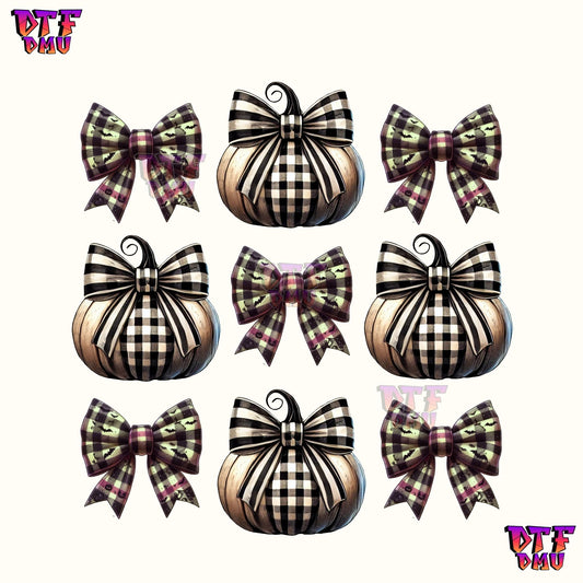 COQUETTE PLAID PUMPKIN BOWS (DTF Ready to Apply Transfer Print)