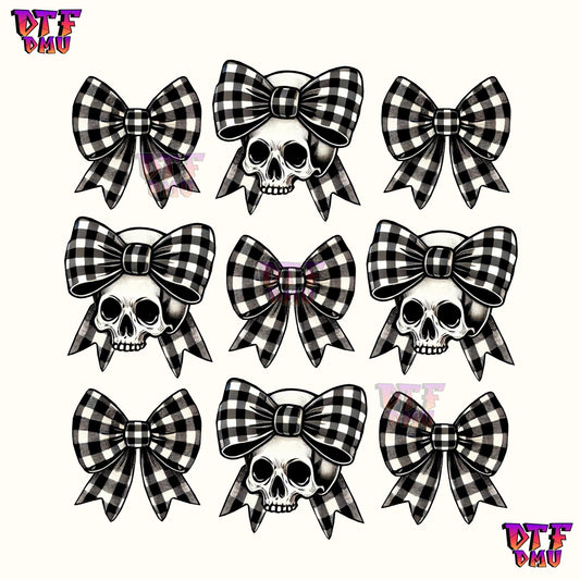 COQUETTE PLAID SKULL & BOWS (DTF Ready to Apply Transfer Print)