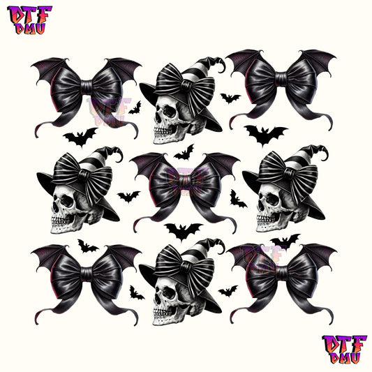 COQUETTE WITCH SKULL & BLACK BOWS (DTF Ready to Apply Transfer Print)