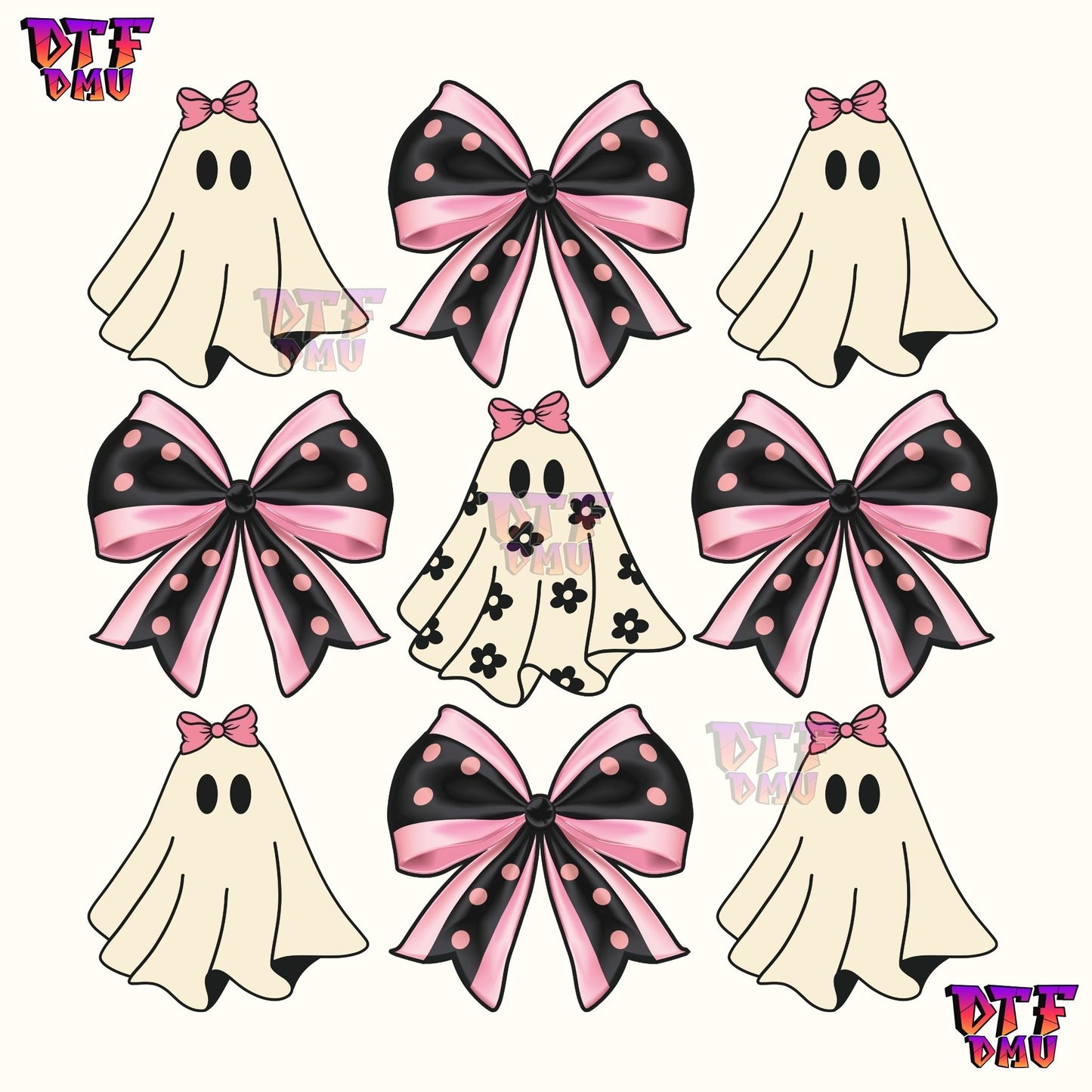 COQUETTE GHOSTS & BOWS (DTF Ready to Apply Transfer Print)