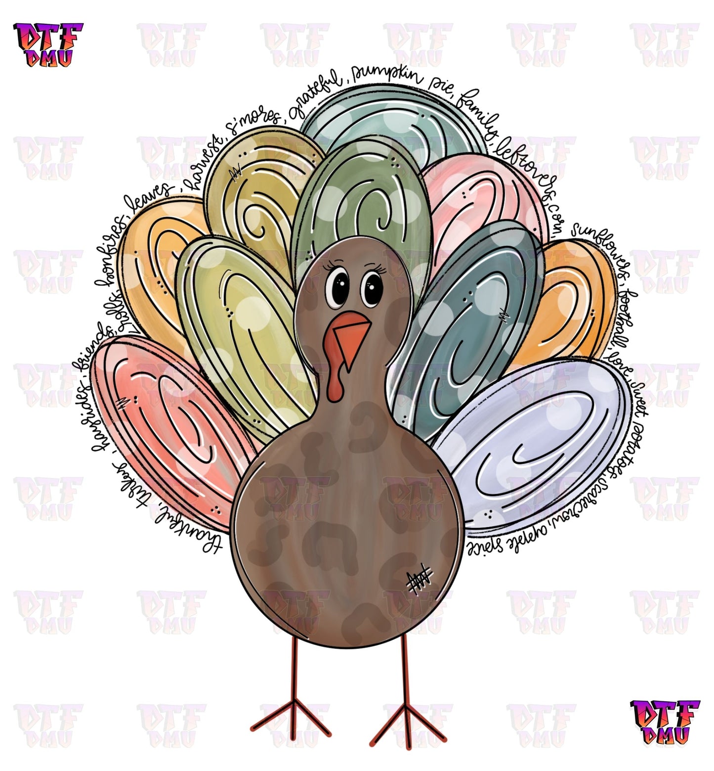 Colorful Turkey (DTF Ready to Apply Transfer Print)