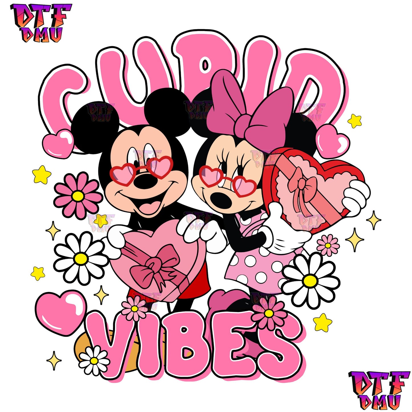 Cupid Vibes Micky and Minnie Valentine's Day DTF Transfer
