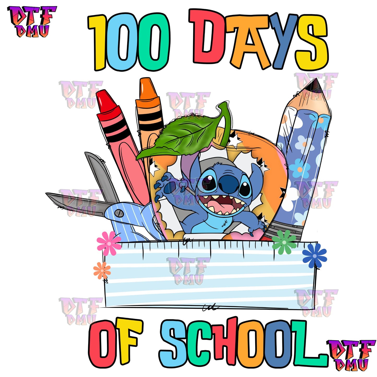 100 Days of School Stitch DTF Transfer Print only