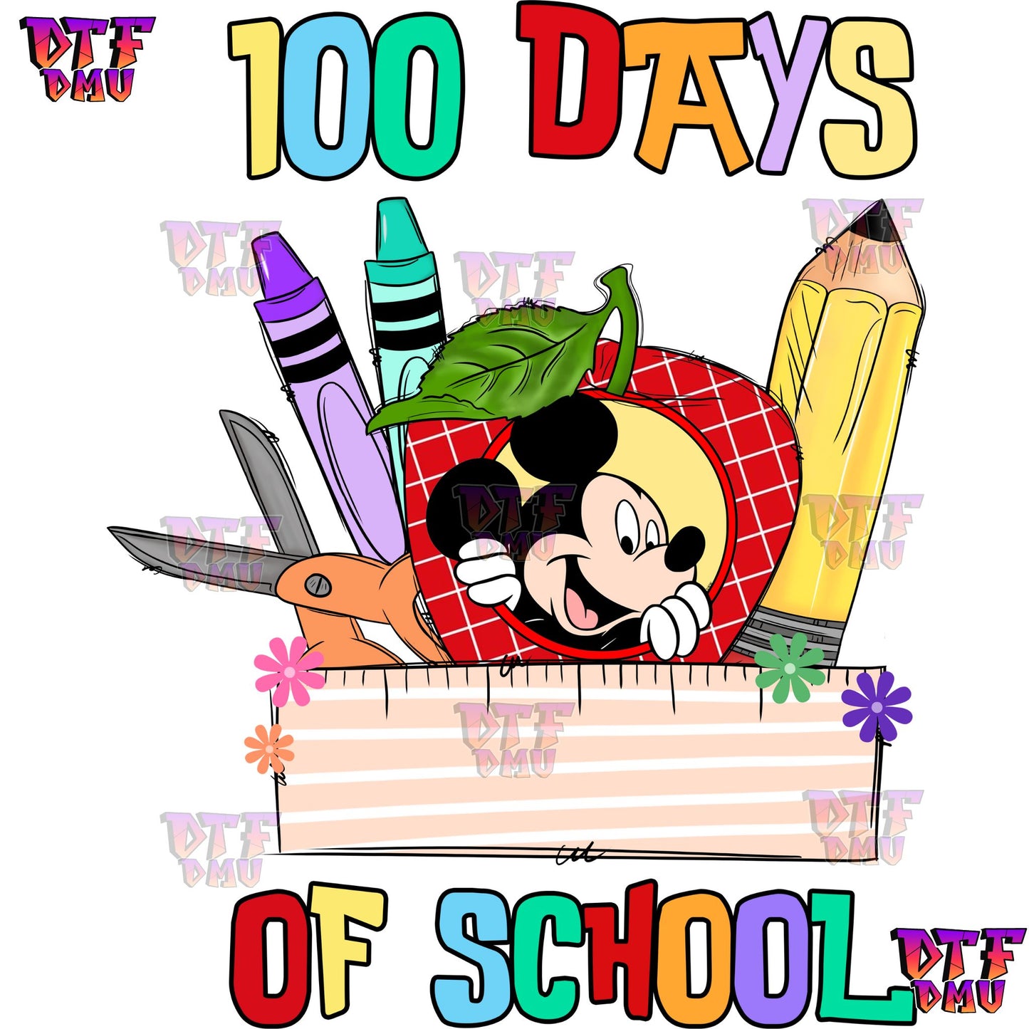 100 Days of School Mickey DTF Transfer Print only