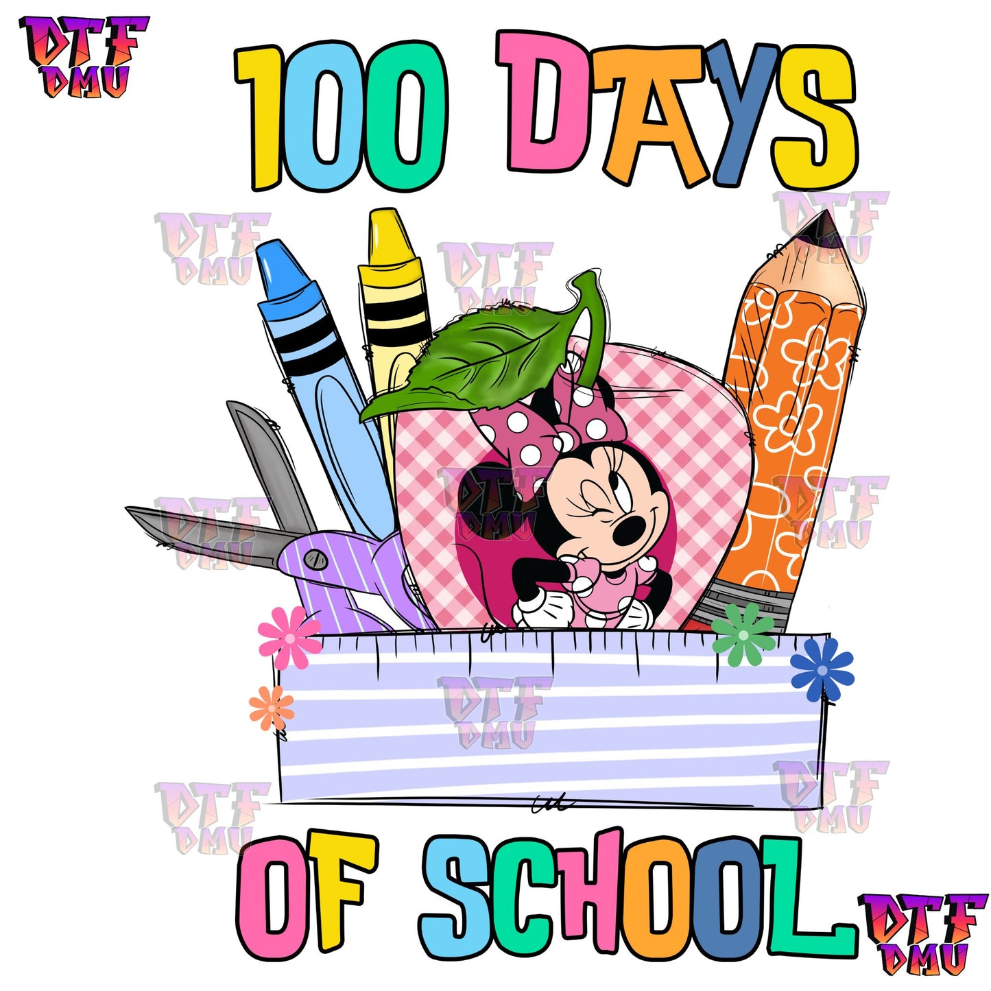 100 Days of School Minnie DTF Transfer Print only