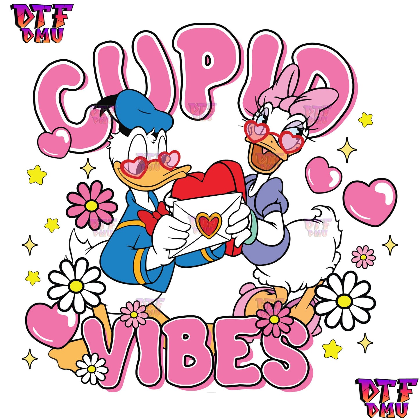 Cupid Vibes Donald Duck/Daisy Duck Valentine's Day DTF Transfer