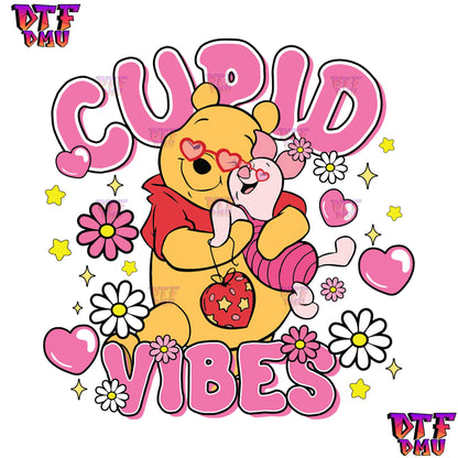 Cupid Vibes Winnie The Pooh Valentine's Day DTF Transfer