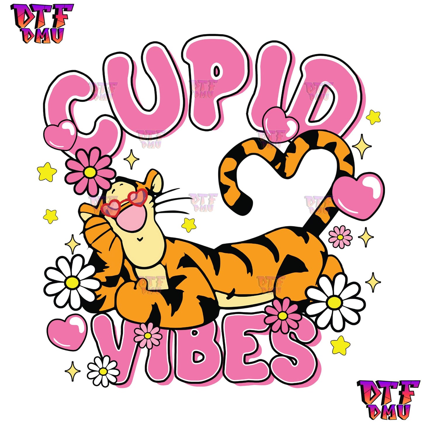 Cupid Vibes Tiger Valentine's Day DTF Transfer