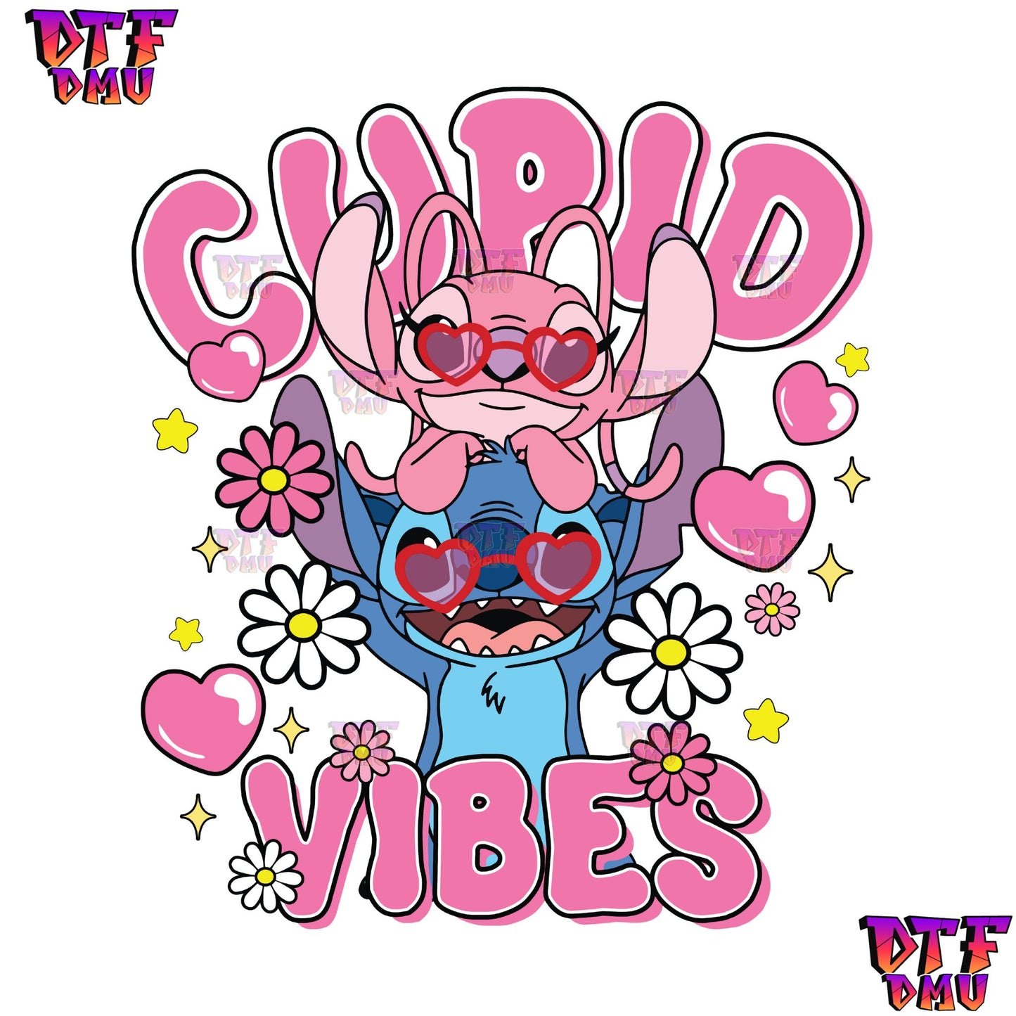 Cupid Vibes Lilo and Stitch Valentine's Day DTF Transfer